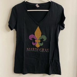 Mardi Gras bedazzled t shirt size large